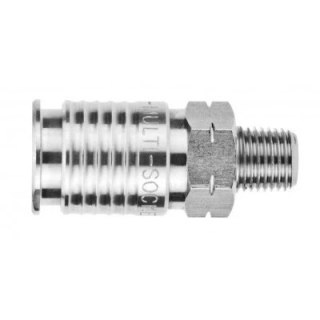 1/4" Socket x 1/4" Ml NPTF - Stainless Steel - Multisocket (Industrial/ARO/European) QD Coupler