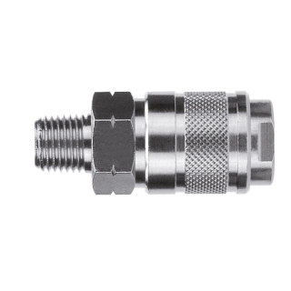 3/8" Socket x 1/2" Ml NPTF - Nickel-Plated Brass - Industrial QD Coupler