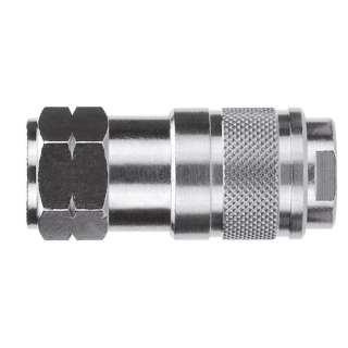3/8" Socket x 1/2" Fm NPTF - Nickel-Plated Brass - Industrial QD Coupler