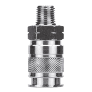 1/4" Socket x 1/2" Ml NPTF - Nickel-Plated Brass - Multisocket (Industrial/ARO/Tru-Flate) QD Coupler