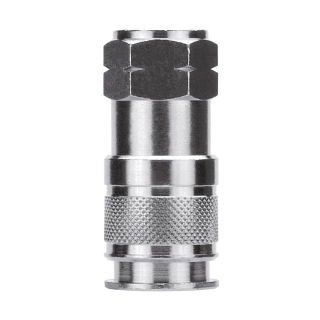 3/8" Socket x 1/2" Fm NPTF - Nickel-Plated Brass - Multisocket (Industrial/Tru-Flate) QD Coupler