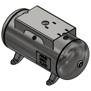12 Gallon - 12x27 - 200 PSI - Legs & Topplate - Horizontal Air Tank