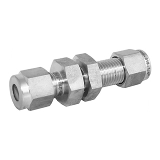 1/2" OD Tube - Bulkhead Union - 316 Stainless Steel Compression Fitting