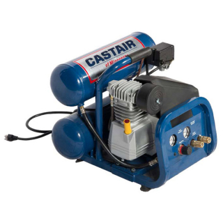 1.5 HP - 4.6 CFM @ 100 PSI - 1 Phase 115V/12A - Cast Iron 1725 RPM Pump - 4 Gallon Twin Stack - Single Stage Air Compressor