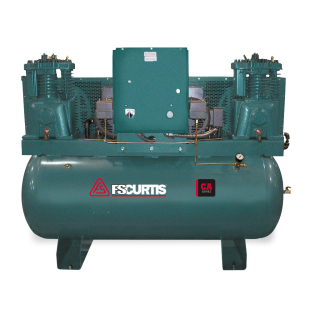 5 (x2) HP - 18.5 (x2) CFM - 230/1 Voltage - 120 Gallon Tank - Duplex - CA Standard - Reciprocating Air Compressor