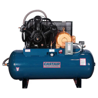 15 HP - 50.2 CFM @ 175 PSI - 3 Phase 208/230/460V - Cast Iron 795 RPM Pump - 120 Gallon Horizontal - Two Stage - Piston Air Compressor