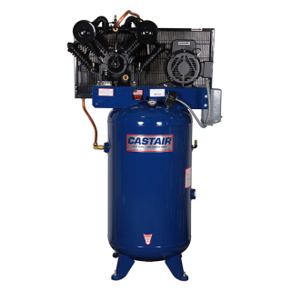 7.5 HP - 28.1 CFM @ 175 PSI - 1 Phase 208/230V - Cast Iron 585 RPM Pump - 80 Gallon Vertical - Two Stage - Piston Air Compressor