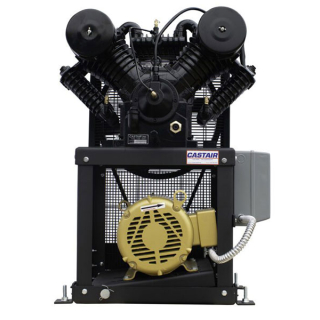 7.5 HP - 28.1 CFM @ 175 PSI - 1 Phase 208/230V - Cast Iron 585 RPM Pump - Base Mounted - Two Stage - Piston Air Compressor