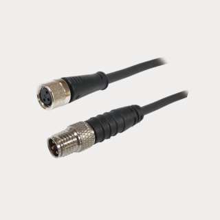 3-Pin M8, Male-Female Swivel, 10M Black PUR Cable