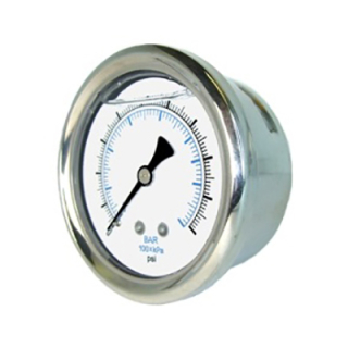 LFSB15-100 | 1.5" Liquid Filled Pressure Gauge 0-100 PSI Back Mount 1/8"NPT