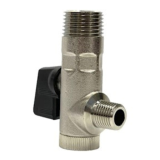 1/2" x 1/4" MPT Combo Mini Chrome Strainer/Shut-Off Valve 600 PSI CWP