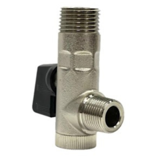 1/2" x 3/8" MPT Combo Mini Chrome Strainer/Shut-Off Valve 600 PSI CWP