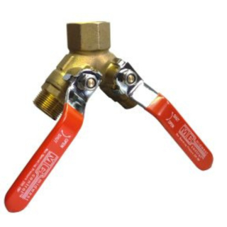 1"FPT x 3/4" MPT 3-Way Brass Ball Valve w/Auto Drain 250 PSI CWP 150 WSP