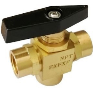 1/4 FPT 3-Way Brass Ball Valve Panel Mount 1500 PSI CWP