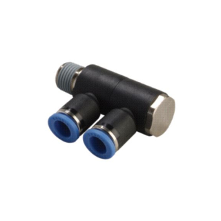 10mm OD Tube x 1/2" BSPT - Male Double Banjo Connector - Push to Connect Fitting