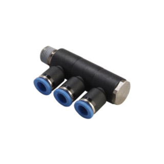 10mm OD Tube x 1/2" BSPT - Triple Universal Elbow - Push to Connect Fitting