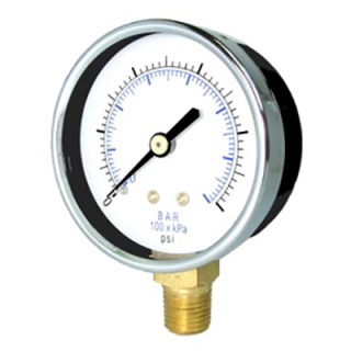 PSL20-1500 | 2" Dry Pressure Gauge 0-1500 PSI Lower Mount 1/4"NPT