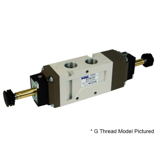 5/3 Closed Center - 3/8" NPT - Spring Return - Internal Pilot - Push Override - Solenoid Valve