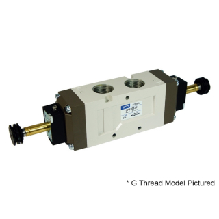 5/2 Double - 1/2" NPT - Internal Pilot - Push Override & 3 Pin Coil - AC 110V - Solenoid Valve & Coil