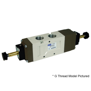 5/3 Closed Center - 1/2" NPT - Spring Return - Internal Pilot - Push Override - Solenoid Valve