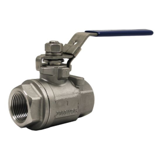 1" NPT - 2,000 PSI Max - Locking Handle - 2 Piece - 316 Stainless Steel Ball Valve