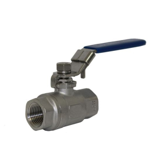 1" NPT - 1,000 PSI Max - Locking Handle - 2 Piece - 304 Stainless Steel Ball Valve