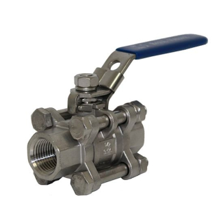 1" NPT - 1,000 PSI Max - Locking Handle - 3 Piece - 316 Stainless Steel Ball Valve