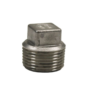 1" NPT - Square Plug - 304 Stainless Steel Pipe Fitting
