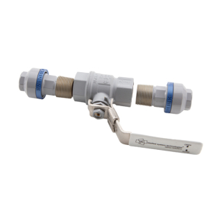 Ball Valve 20mm Tube-to-Tube (Includes Valve and 2 Threaded Adapters)