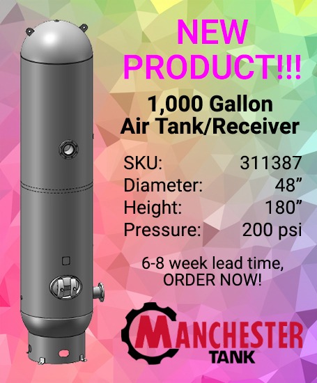 1000 Gallon Vertical Air Tank